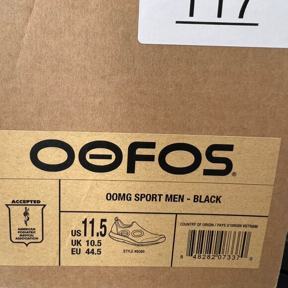 OOFOS OOmg Sport LS Low Sneakers Active Recovery Black/White Men's 11.5 NWB - Picture 10 of 10
